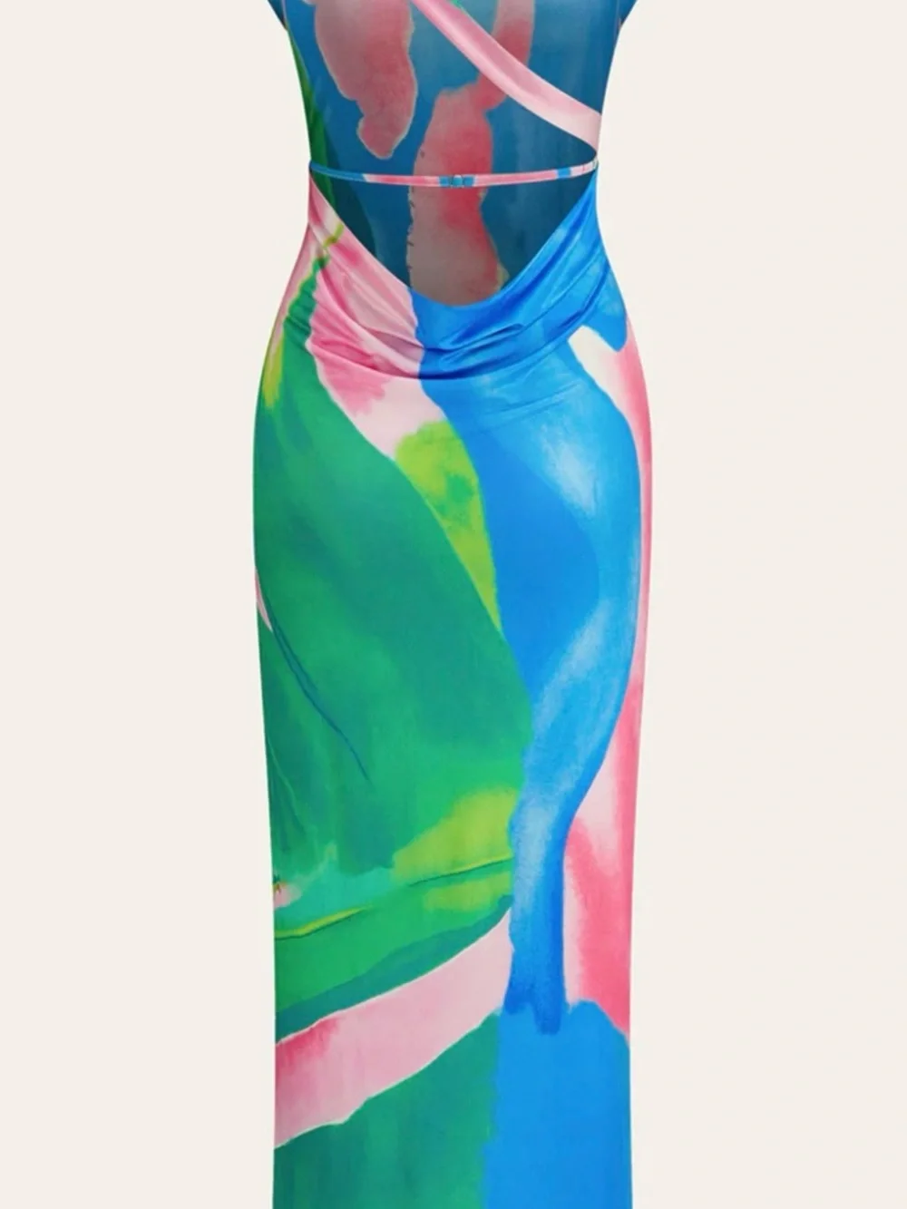 Monet Garden Print Sleeveless Long Dress - Multicolor - SIZE M - Picture 2 of 5